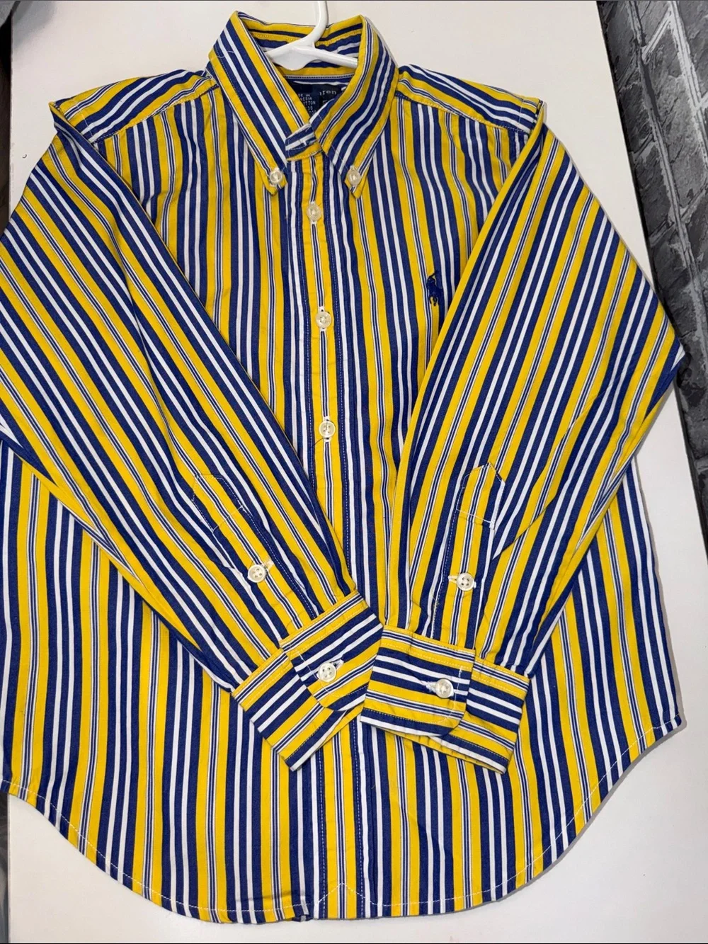 Ralph Lauren Yellow & Blue Striped Button-Down Shirt